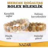 Osmanlı Değerli Taş Sertifikalı Mercan Doğaltaş Roleks Bileklik B901