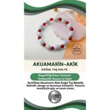 Osmanlı Değerli Taş Sertifikalı Özel Tasarım Akuamarin Akik Doğal Taş Bileklik