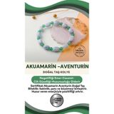 Osmanlı Değerli Taş Sertifikalı Özel Tasarım Akuamarin Aventurin Doğal Taş Bileklik
