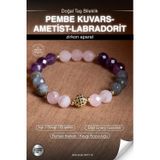 Osmanlı Değerli Taş Sertifikalı Pembe Kuvars-Ametist-Labradorit Doğal Taş Zirkon Aparat Bileklik Odt119