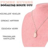 Osmanlı Değerli Taş Sertifikalı Pembe Kuvars Doğaltaş Kolye Ucu, Gümüş Zincirle Beraber M436