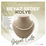 Osmanlı Değerli Taş Sertifikalı Sedef Doğaltaş Kolye 8 Mm, M543