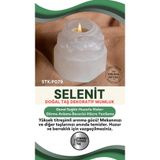 Osmanlı Değerli Taş Sertifikalı Selenit Doğal Taş Dekorafit Mumluk P079