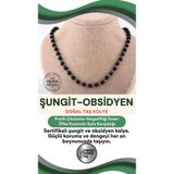 Osmanlı Değerli Taş Sertifikalı Shungite Obsidyen Doğal Taş Kolye