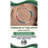Osmanlı Değerli Taş Sertifikalı Turmalin-Ay Taşı-Apatit Doğal Taş Bileklik