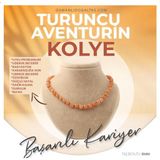 Osmanlı Değerli Taş Sertifikalı Turuncu Aventurin Doğaltaş Kolye 8 Mm, M550