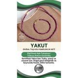 Osmanlı Değerli Taş Sertifikalı Yakut Doğal Taş Bileklik (18Cm) Ve Kolye (45Cm )Seti