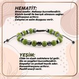 Osmanlı Değerli Taş Sertifikalı Yeşim - Hematit Doğal Taşı Bileklik - 6 Mm