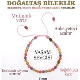 Osmanlı Değerli Taş Sertifikalı Zebercet, Yakut, Hakiki Yemen Akiği, Turmalin Doğaltaş Bileklik 6 Mm, B907