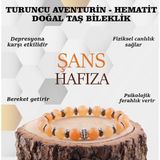 Osmanlı Değerli Taş Turuncu Aventurin Hematit Doğal Taş Bileklik 8 Mm B883