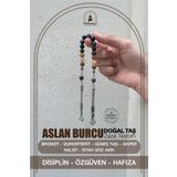 Osmanlı Doğal Taş Aslan Burcu Zaza Tesbih Doğal Taş Bronzit, Dumortierit, Güneş Taşı, Jasper, Kalsit, Siyah Göz Akik