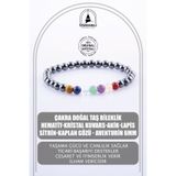 OSMANLI DOĞAL TAŞ Çakra Doğal Taş Bileklik - Hematit-kristal Kuvars-akik-lapis-sitrin-kaplan Gözü - Aventurin 6mm B73