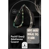 OSMANLI DOĞAL TAŞ Hint Akiği Doğal Taş Tesbih 33lük - 8mm