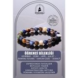 Osmanlı Doğal Taş Öğrenci Bilekliği - Kehribar - Yeşim - Lapis - Kalsit - Dumanlı Kuvars - Kaplan Gözü - Sodalit -8 Mm