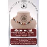 Osmanlı Doğal Taş Öğrenci Kolyesi Kehribar-akik-lapis-labradorit-havlit-pembe Kuvars-dumanlı Kuvars-kaplan Gözü