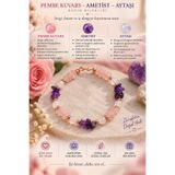 OSMANLI DOĞAL TAŞ SERTİFİKALI AYTAŞI, PEMBE KUVARS, AMETİST. ŞEFKAT - SEVGİ - AŞK BİLEKLİĞİ