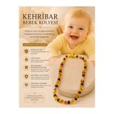 OSMANLI DOĞAL TAŞ Sertifikalı Bebek Kehribar Diş Çıkarma Kolyesi - Orijinal Doğal Taş Kutulu Bebek Kolyesi (33-35 cm)