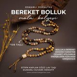 Osmanlı Doğal Taş Sertifikalı Bereket & Bolluk 108 Taşlı Mala Kolyesi Kaplan Gözü Sitrin Dumanlı Kuvars Doğal Taşlı
