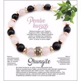 Osmanlı Doğal Taş Sertifikalı Doğal Taş Bileklik - Pembe Kuvars,Shungite