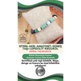 Osmanlı Doğal Taş Sertifikalı Doğal Taş Bileklik - Sitrin-Akik-Amazonit-Güneş Taşı-Lepidolit-Krizokol