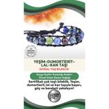 Osmanlı Doğal Taş Sertifikalı Doğal Taş Bileklik - Yeşim,Dumortierite,Lal,Kan Taşı,Başarı,Güç,Bereket,Kararlılık