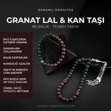 Osmanlı Doğal Taş Sertifikalı Kan Taşı, Bordo Granat Lal Doğal Taşlı 33'Lük Tesbih Ve Bileklik Takım