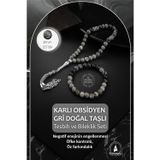 OSMANLI DOĞAL TAŞ Sertifikalı Karlı Obsidyen, Gri Doğal Taşlı 33'lük Tesbih Ve Bileklik Takım