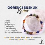 Osmanlı Doğal Taş Sertifikalı Kız Öğrenci Bilekliği Kehribar-Yeşim-Kaplan Gözü-Dumanlı Kuvars-Kalsit-Havlit-Sodalit