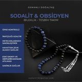 Osmanlı Doğal Taş Sertifikalı Obsidyen, Sodalit Doğal Taşlı 33'Lük Tesbih Ve Bileklik Takım