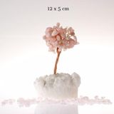 Osmanlı Doğal Taş Sertifikalı Pembe Kuvars, Kristal Kuvars Doğaltaş Ağaç 12X5 Cm, D024
