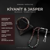 Osmanlı Doğal Taş Sertifikalı Ruby Kiyanit, Dragon Jasper Doğal Taşlı 33'Lük Tesbih Ve Bileklik Takım