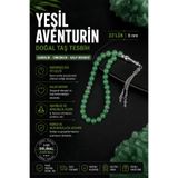 OSMANLI DOĞAL TAŞ Sertifikalı Yeşil Aventurin Gerçek Doğal Taş El Yapımı Özel Kutulu Hediyelik Erkek Tesbih 33lük 8mm