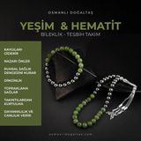Osmanlı Doğal Taş Sertifikalı Yeşim, Hematit Doğal Taşlı 33'Lük Tesbih Ve Bileklik Takım
