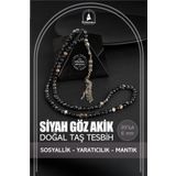 Osmanlı Doğal Taş Siyah Göz Akik Doğal Taş Tesbih 99luk - 6mm