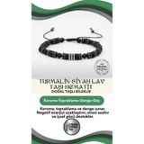 Osmanlı Doğal Taş Turmalin-Siyah Lav Taşı-Hematit Doğal Taş Erkek Makrome Bileklik