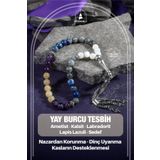 Osmanlı Doğal Taş Yay Burcu Tesbih Ametist, Kalsit, Labradorit, Lapis Lazuli, Sedef