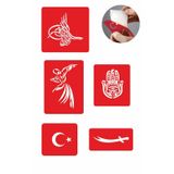 Osmanlı Evrensel Motifler 5 Adet Geçici Dövme Kına Şablonu