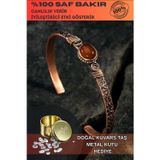 Osmanlı Gümüş Bakır Kelepçe Bilezik Kırmızı Akik Doğal Taşlı Erkek Kadın Kuvars Taşı Ve Metal Kutulu