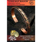 Osmanlı Gümüş Copper Drop Bakır Kelepçe Bilezik Erkek Kadın Kuvars Taşı Ve Metal Kutulu