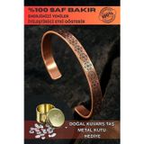 Osmanlı Gümüş Erkek Bakır Bileklik - Lotus Çiçeği - Yaşam Çiçeği İnce Model Erkek Kelepçe Bileklik Bilezik