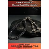 Osmanlı Gümüş Erkek Doğal Taş Tespih - Doğal Faset Kesim Hematit Taşlı Ortaboy Tesbih