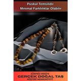 Osmanlı Gümüş Erkek Doğal Taş Tespih - Doğal Kedigözü Taşlı Ortaboy Tesbih