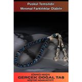 Osmanlı Gümüş Erkek Doğal Taş Tespih - Doğal Lacivert Parlament Mavisi Kaplangözü Taşlı Ortaboy Tesbih