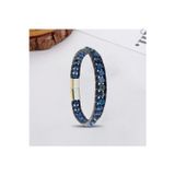 Osmanlı Gümüş Erkek Doğaltaş Bileklik - 6Mm Doğal Lapis Taşı Deri Kordon Ve Çelik Bileklik