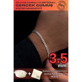 OSMANLI GÜMÜŞ Erkek Gümüş Bileklik - 3.5mm Gurmet Model 925 Ayar Sertifikalı Damgalı Gümüş Bileklik