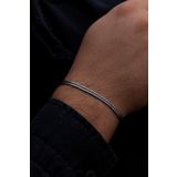 Osmanlı Gümüş Erkek Gümüş Bileklik - 3.5Mm Tilki Kuyruğu Yassı Model Gümüş Bileklik
