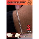 OSMANLI GÜMÜŞ Erkek Gümüş Bileklik - 3mm Gurmet Model 925 Ayar Sertifikalı Faturalı Damgalı Erkek Gümüş Bileklik
