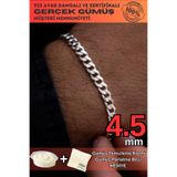 OSMANLI GÜMÜŞ Erkek Gümüş Bileklik - 4.5mm Gurmet Model 925 Ayar Sertifikalı Damgalı Gümüş Bileklik