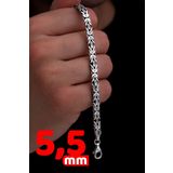 Osmanlı Gümüş Erkek Gümüş Bileklik - 5.5 Mm Dikdörtgen Kesim Yassı Kral Gümüş Bileklik
