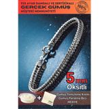 Osmanlı Gümüş Erkek Gümüş Bileklik - 5Mm Tilki Kuyruğu Yassı Model Gümüş Bileklik